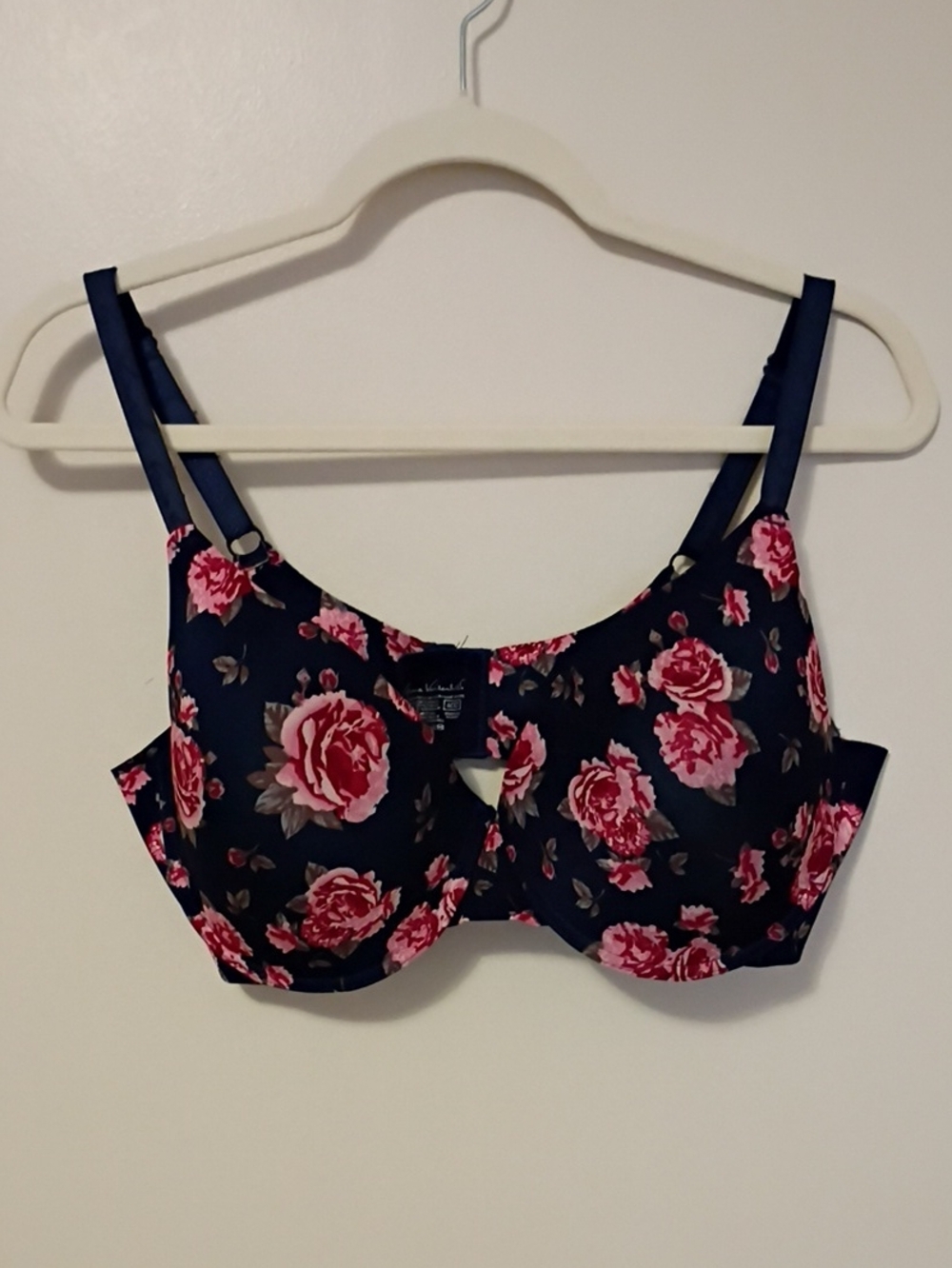 Gloria Vanderbilt Navy Bra with Pink Rose Floral Print